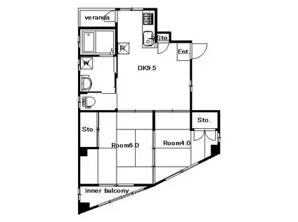永江ビル(2DK/2階)の間取り写真