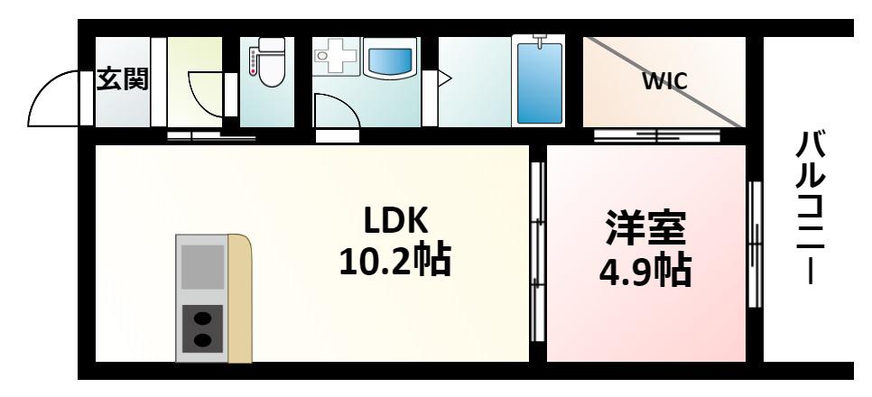 ラ・フェリシア桜川(1LDK/3階)の間取り写真