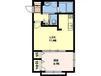  DEAR COURT(1LDK/1階)の間取り写真