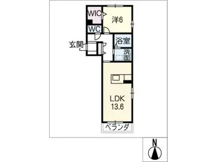 ミグランス(1LDK/2階)の間取り写真