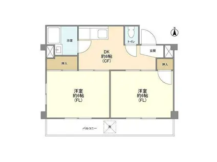 三田江古田第3コーポ(2DK/7階)の間取り写真