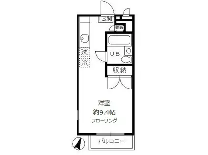 フラット・ケント(ワンルーム/2階)の間取り写真