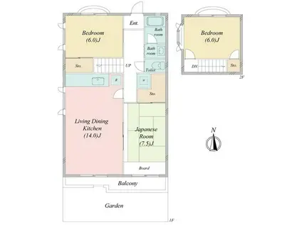 ロイヤルタウン西成瀬13号棟(3LDK/1階)の間取り写真