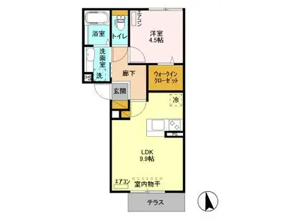 シャルムカツタ(1LDK/1階)の間取り写真