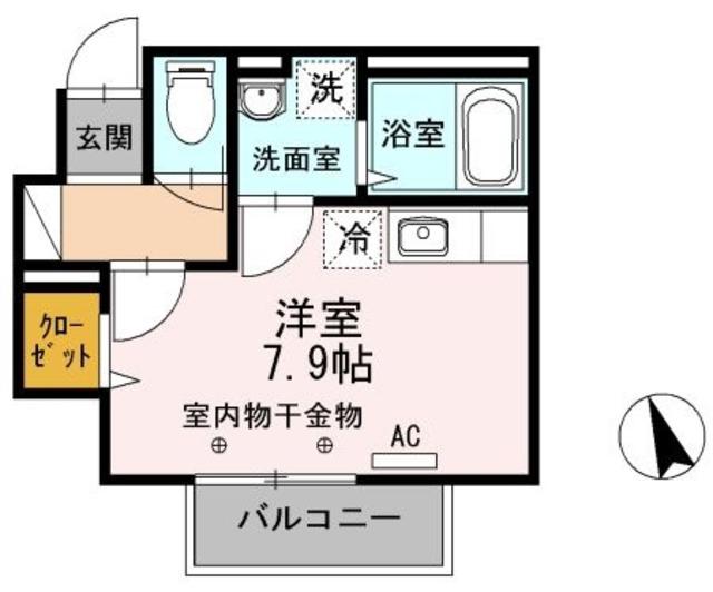 グリーンヒル北八(ワンルーム/1階)の間取り写真