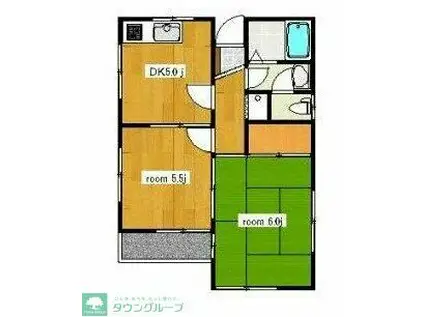 コーポ寺山(2DK/2階)の間取り写真