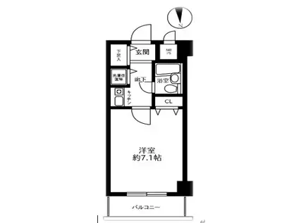 ライオンズプラザ府中是政駅前(1K/4階)の間取り写真