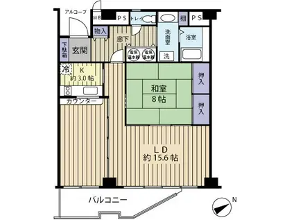 ビューパレー鴨川(2LDK/12階)の間取り写真