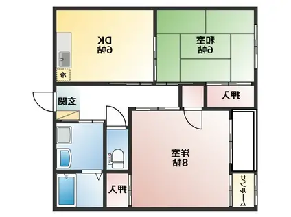 西武レインボープラザA(2DK/1階)の間取り写真