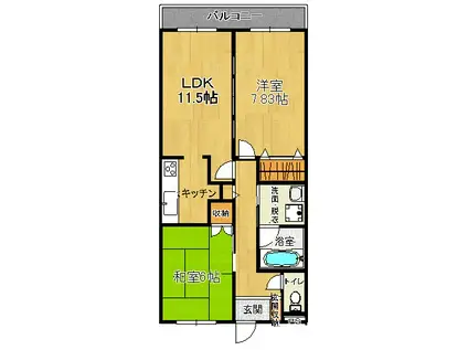 タウンコート駅南 210(2LDK/2階)の間取り写真