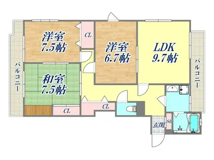 サウンドグレース(3LDK/2階)の間取り写真