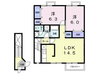 ミルクヴェッチ(2LDK/2階)の間取り写真