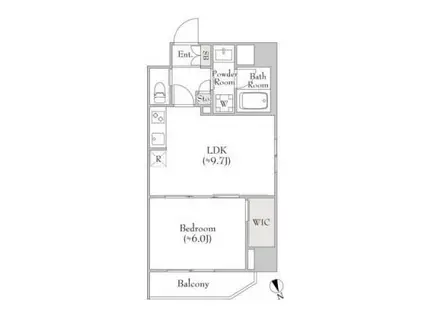 ルミークアン北上野(1LDK/9階)の間取り写真