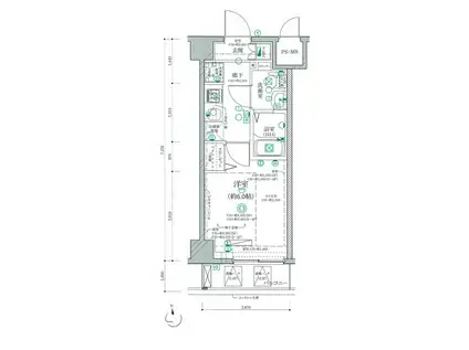 ディアレイシャス横浜サウスパレス(1K/2階)の間取り写真