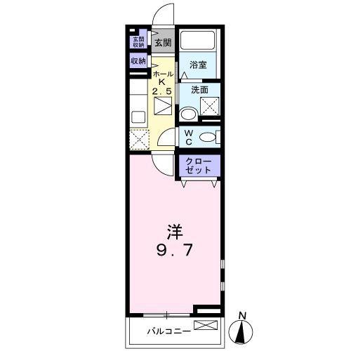 パークサイド桜田(1K/1階)の間取り写真