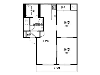 フォレスト21 B棟(2LDK/1階)の間取り写真