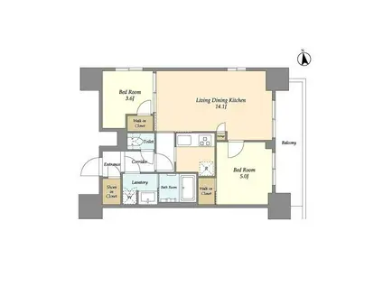 リビオメゾン浅草雷門(2LDK/13階)の間取り写真