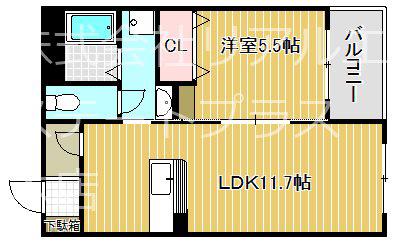 ハートフル・セイシーズ(1LDK/1階)の間取り写真