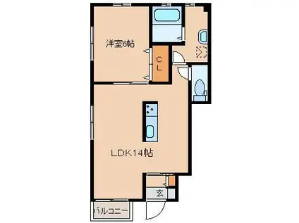 ミレニアムパークE(1LDK/1階)の間取り写真