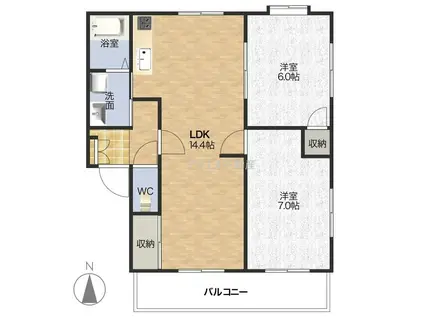 ハーモニー島村(2LDK/3階)の間取り写真