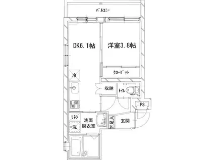 ATLAS COURT(1DK/2階)の間取り写真