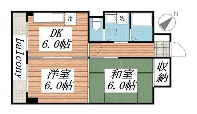 山口マンション(2DK/7階)の間取り写真