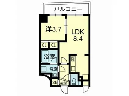 ライズ呉服(1LDK/7階)の間取り写真