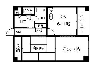 レジデンス5条(2DK/4階)の間取り写真
