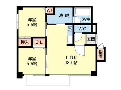 アーバンヴェール弐号館(2LDK/3階)の間取り写真