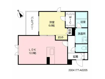 シャーメゾン水雲(1LDK/2階)の間取り写真