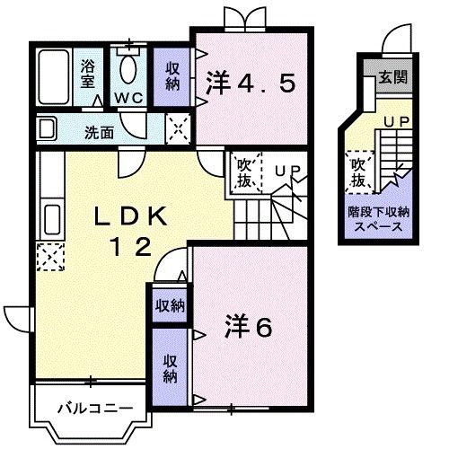 メゾンベールC(2LDK/2階)の間取り写真
