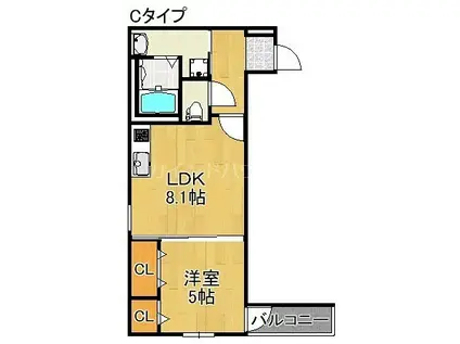 フジパレス住ノ江I番館(1LDK/3階)の間取り写真