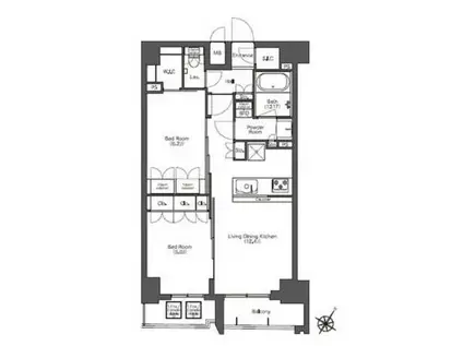 コンフォリア滝野川(2LDK/5階)の間取り写真