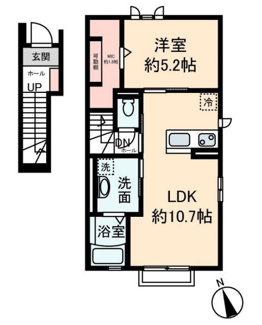 コリーナ狭山ヶ丘(1LDK/2階)の間取り写真
