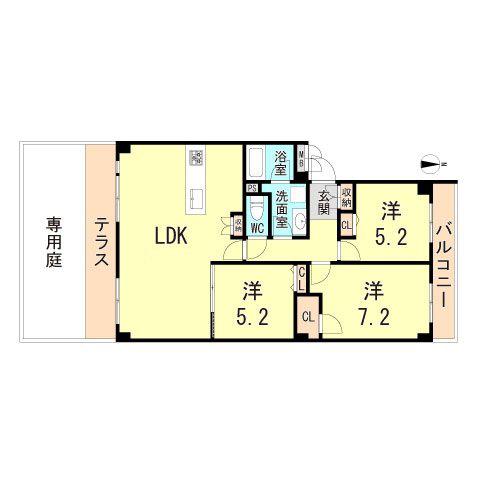 コープ野村伊丹B棟(3LDK/1階)の間取り写真