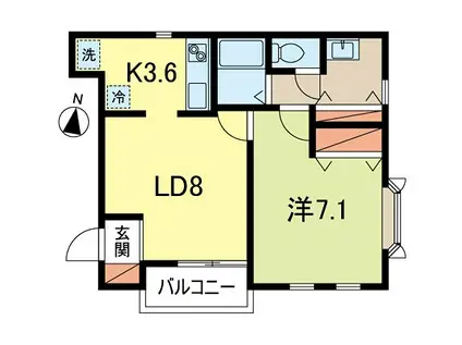 クレセール(1LDK/2階)の間取り写真