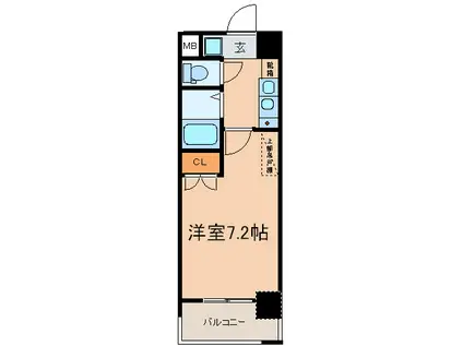 エステムコート三宮山手IIソアーレ(1K/8階)の間取り写真