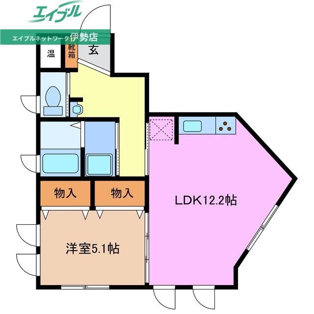 明野MS(1LDK/1階)の間取り写真