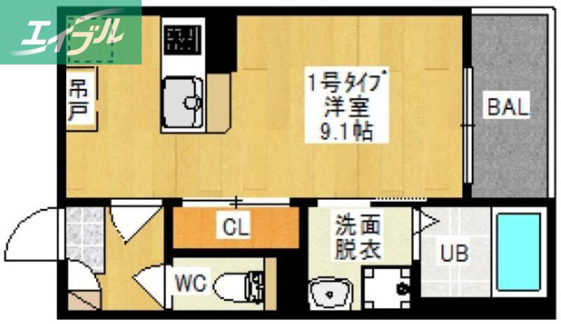 REGALEST 大元(ワンルーム/1階)の間取り写真