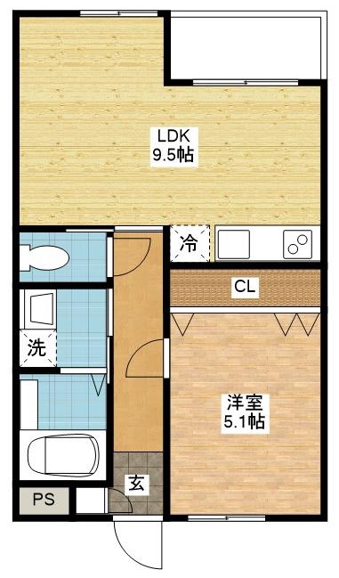 SIGNPOST女の都(1LDK/2階)の間取り写真