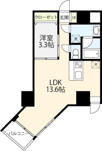 LAULEA(1LDK/3階)の間取り写真