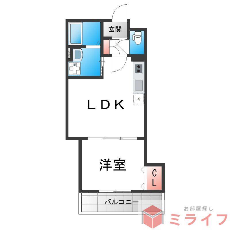 セレニティ長吉出戸(1LDK/1階)の間取り写真
