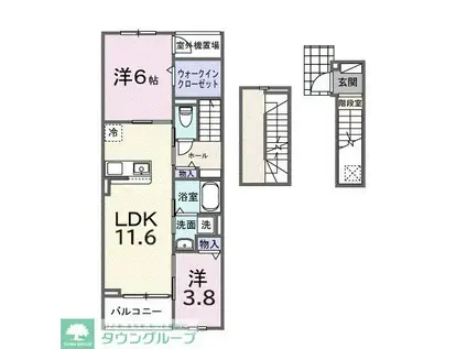 ミルト ブリッサ 大原(2LDK/3階)の間取り写真