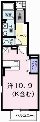 VILLA鶴島B(ワンルーム/1階)の間取り写真