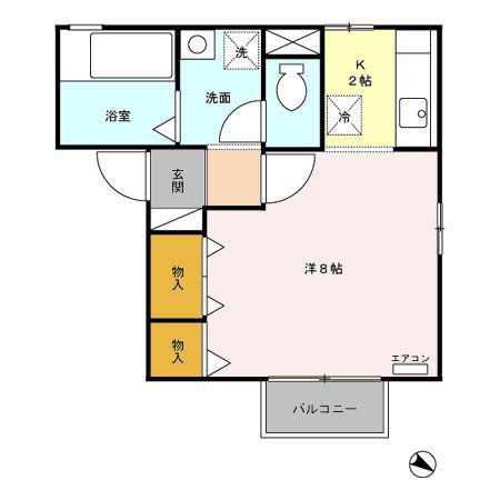 ボーセジュールプルミエ(ワンルーム/2階)の間取り写真