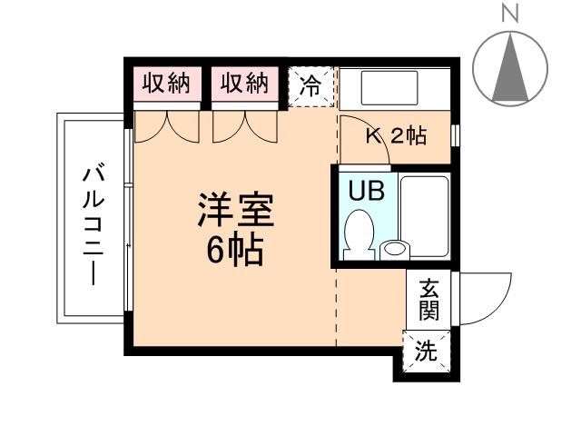 フェイスビル(1K/2階)の間取り写真