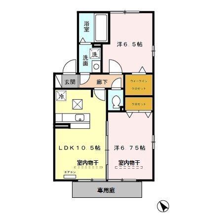 ウィルモア宮前(2LDK/1階)の間取り写真