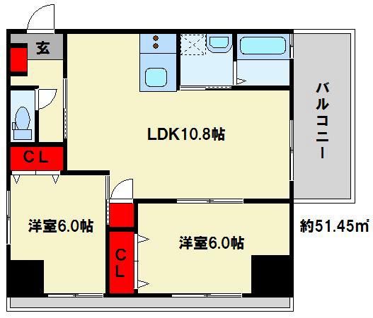 T THE STYLE(2LDK/6階)の間取り写真