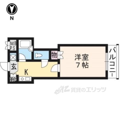 エステムコート御所南(1K/2階)の間取り写真