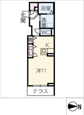 ルピナス セカンド(ワンルーム/1階)の間取り写真